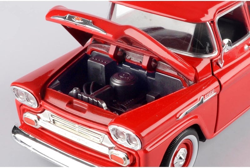 MOTORMAX Motor Max 1:24 W/B American Classics 1958 Chevrolet Apache Fleet Side Pickup Diecast Truck RED - Image 3